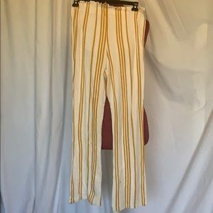 Mustard & cream loose, comfy love tree pants SMALL